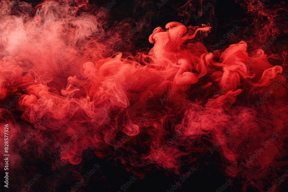Poster close up of red smoke on a black background. suitable for abstract concepts