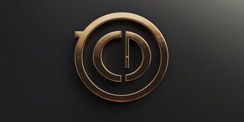 Close up shot of a golden logo on a sleek black background. Perfect for branding and corporate design projects