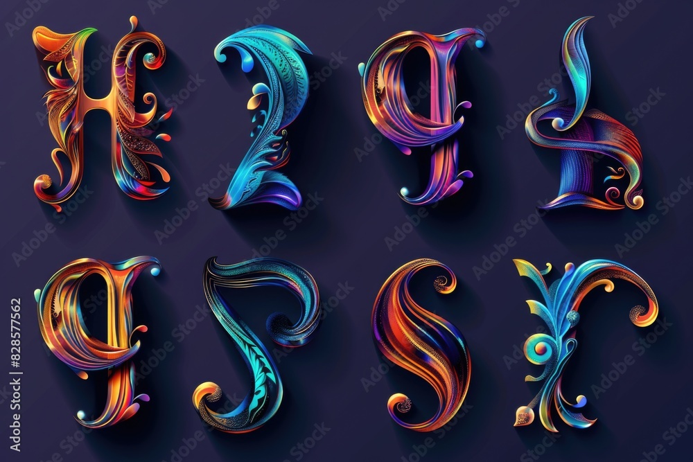 Poster vibrant letters on a purple backdrop, suitable for various design projects