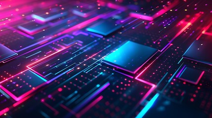 Glowing Neon Abstract Shapes: Futuristic Composition of Vibrant Lights and Geometric Forms, Perfect for Contemporary Art and Design Concepts