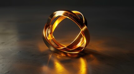 A beautiful gold ring displayed on a shiny surface. Perfect for jewelry and luxury concepts