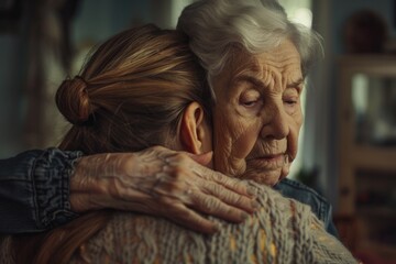 Loving embrace between generations, suitable for family-themed projects