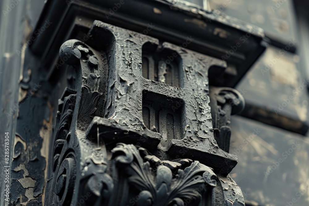 Poster Detailed shot of a clock on a building. Suitable for time management concepts