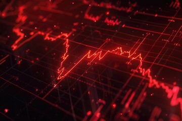 Detailed stock chart with red lights, ideal for financial presentations