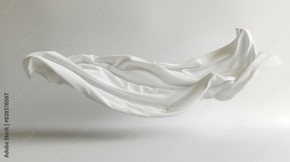 Poster a close up of a white cloth flying in the air, suitable for various concepts