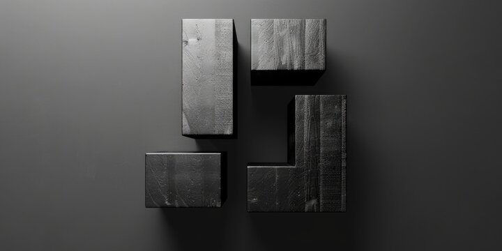 A simple composition of wooden blocks in black and white. Suitable for educational concepts