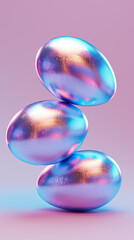 Metallic Glossy Easter Eggs - Neon Pastel Light Levitation
