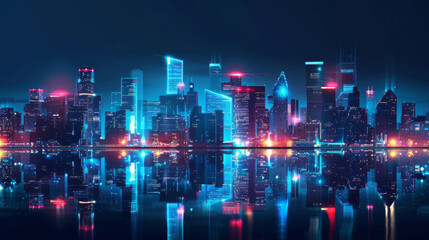 Obraz premium Technology city background 