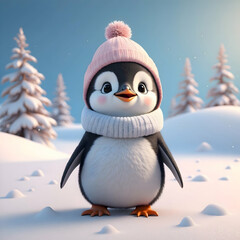 Fototapeta premium penguin on snow