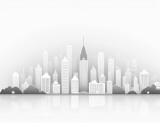 Fototapeta premium モノクロの街並みと高層ビル群のシルエット8