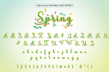 Spring Season Font Style 3D Effect. Complete set of alphabet, number and symbol. Mobile Game and Fun Zone on ecommerce platform.