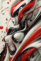 Red and White Abstract Painting on Wall