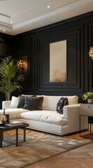 Modern Black Living Room Interior Design