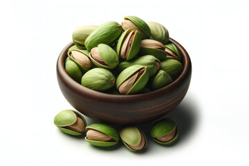Green organic raw fresh pistachio Isolated on white background