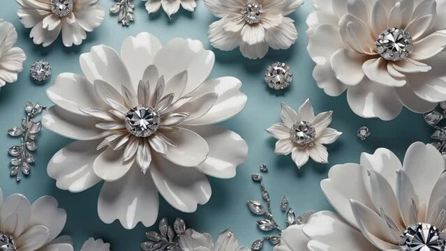 beautiful 3D flowers with diamonds