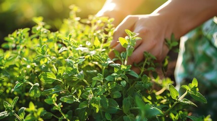 a man harvests a fragrant crop. selective focus