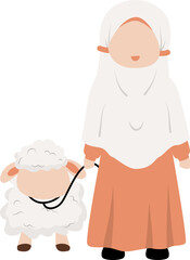 Muslim girl with sheep illustration