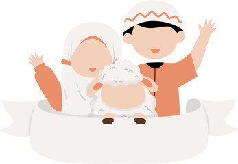 Happy Kid with Cute sheep 