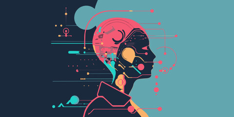 concept of ai brain in futuristic color palette, abstract