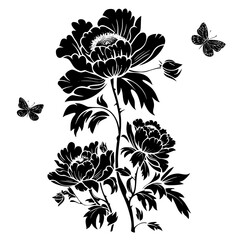 peony silhouette, peony svg, peony png, peony illustration, peony, silhouette flower, floral svg, herb svg, flower illustration, flower, floral, vector, nature, illustration, spring, design, pattern, 