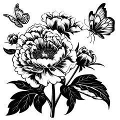 peony silhouette, peony svg, peony png, peony illustration, peony, silhouette flower, floral svg, herb svg, flower illustration, flower, floral, vector, nature, illustration, spring, design, pattern, 