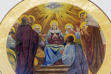 Descent of the Holy Spirit, fresco in the Church of All Saints in Sesvete, Croatia