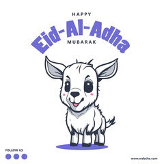 Eid Al Adha Mubarak Islamic Celebration Muslim Community event, Eid Greeting Card Cute Illustration