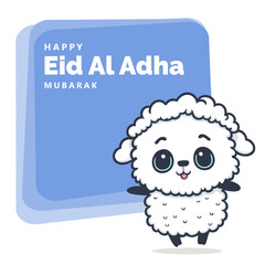 Eid Al Adha Mubarak Islamic Celebration Muslim Community event, Eid Greeting Card Cute Illustration