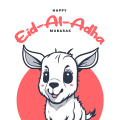Eid Al Adha Mubarak Islamic Celebration Muslim Community event, Eid Greeting Card Cute Illustration