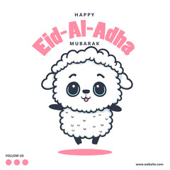 Eid Al Adha Mubarak Islamic Celebration Muslim Community event, Eid Greeting Card Cute Illustration