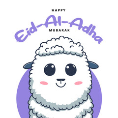 Eid Al Adha Mubarak Islamic Celebration Muslim Community event, Eid Greeting Card Cute Illustration