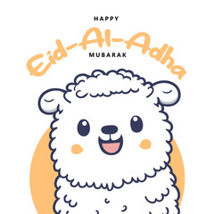 Eid Al Adha Mubarak Islamic Celebration Muslim Community event, Eid Greeting Card Cute Illustration