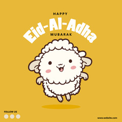 Eid Al Adha Mubarak Islamic Celebration Muslim Community event, Eid Greeting Card Cute Illustration