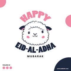 Eid Al Adha Mubarak Islamic Celebration Muslim Community event, Eid Greeting Card Cute Illustration