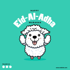 Eid Al Adha Mubarak Islamic Celebration Muslim Community event, Eid Greeting Card Cute Illustration