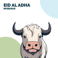 Eid Al Adha Mubarak Islamic Celebration Muslim Community event, Eid Greeting Card Cute Illustration