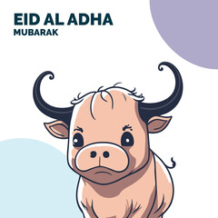 Eid Al Adha Mubarak Islamic Celebration Muslim Community event, Eid Greeting Card Cute Illustration
