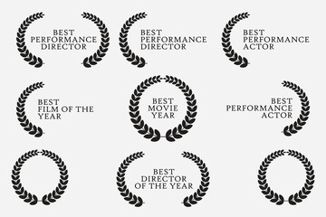 A premium black laurel wreath featuring Film Awards design elements, a traditional victory symbol, set on a white background.