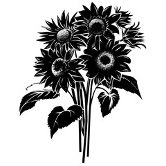 sunflower silhouette, sunflower svg, sunflower png, sunflower illustration, sunflower , silhouette flower, floral svg, herb svg, flower illustration, flower, floral, vector, nature, illustration, spri