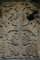 A khachkar or Armenian cross-stone in the Tatev Monastery, located near the village of Tatev in Armenia.