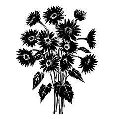 sunflower silhouette, sunflower svg, sunflower png, sunflower illustration, sunflower , silhouette flower, floral svg, herb svg, flower illustration, flower, floral, vector, nature, illustration, spri