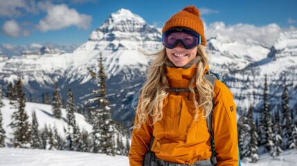 Woman at ski resort on holiday