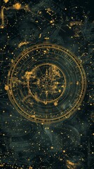 Zodiac sign with golden stars and constellations on a black background,  astrology concept 