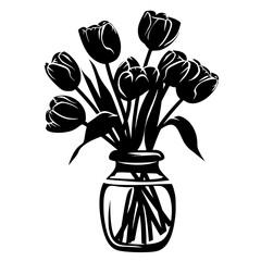 Tulip silhouette, Tulip svg, Tulip png, Tulip illustration, Tulip , silhouette flower, floral svg, herb svg, flower illustration, flower, floral, vector, nature, illustration, spring, design, pattern,