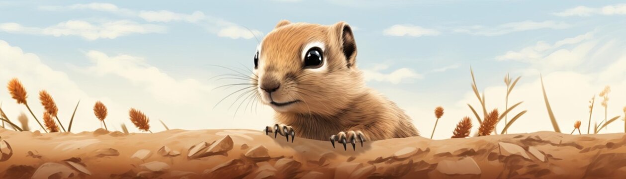 Render a 3D model of an Arctic Ground Squirrel in a close-up view, highlighting its small paws and the soft, earthy tones of its fur with a focus on realism and depth