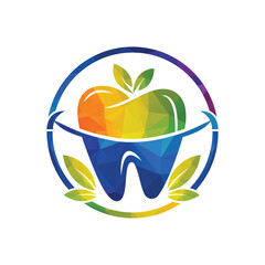Green fresh tooth dental leaf logo vector design. Dental care or dentist logo design.