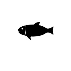 Raw Fish, Perch, Sea Food Solid Flat Vector Icon Isolated on White Background.
