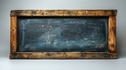 A wooden frame holds a chalkboard inside of it