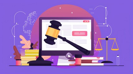 Online auction flat design front view bidding theme animation Triadic color scheme