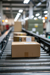 factory box and converyor belt for product in manufacturing 